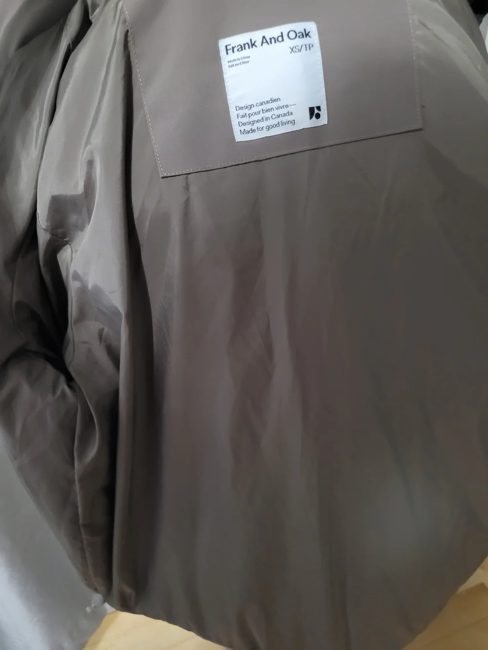 Frank & Oak Minimalist Short Puffer Jacket , Taupe, XS - Picture 8 of 16